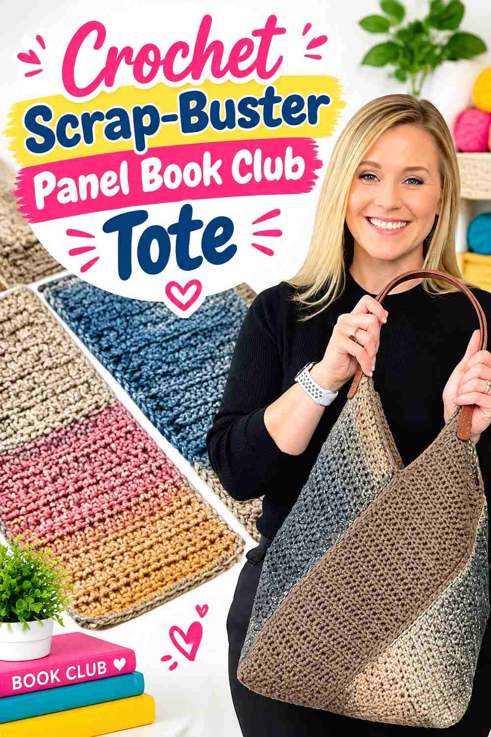 6. Crochet Scrap-Buster Panel Book Club Tote