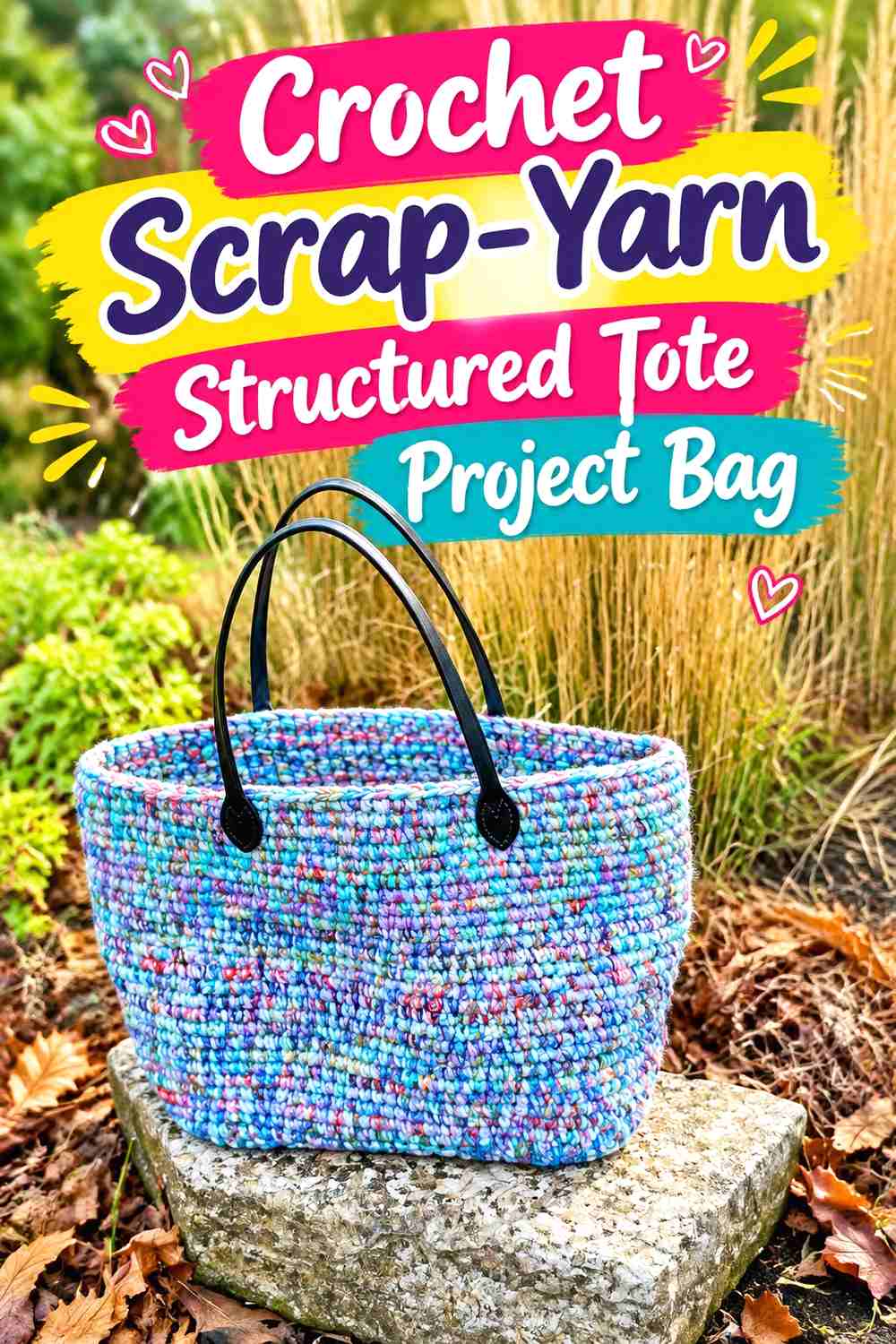 10. Crochet Scrap-Yarn Structured Tote Project Bag