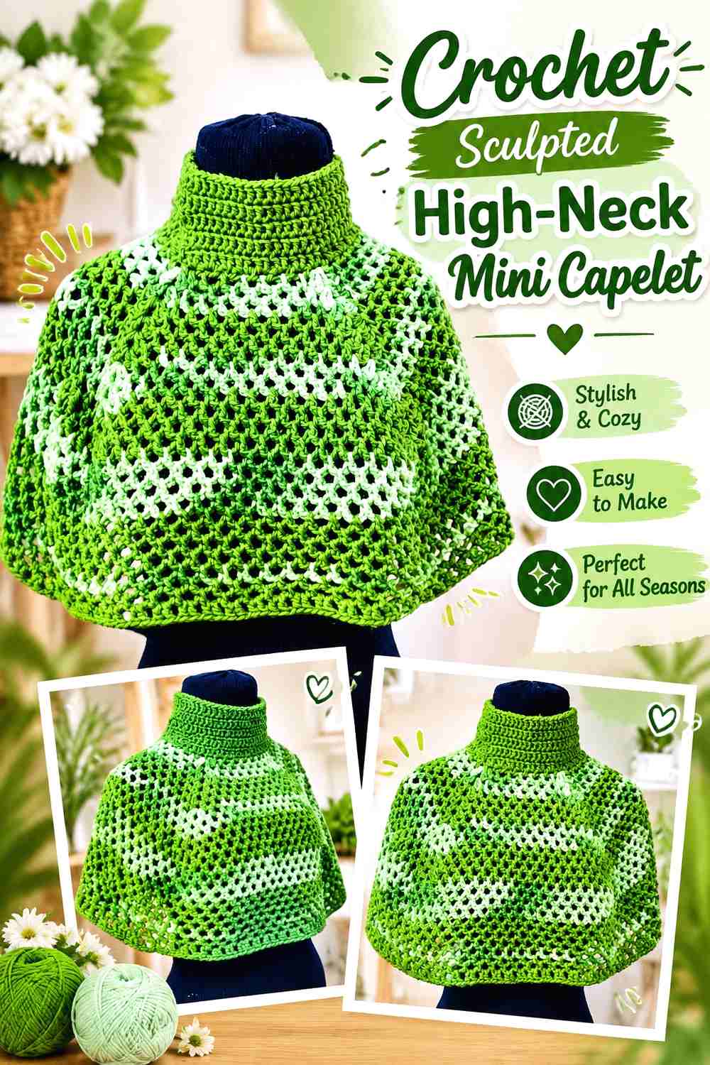 2. Crochet Sculpted High Neck Mini Capelet