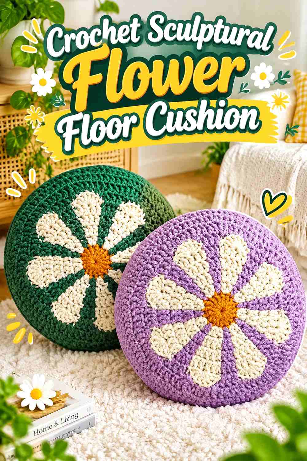 5. Crochet Sculptural Flower Floor Cushion