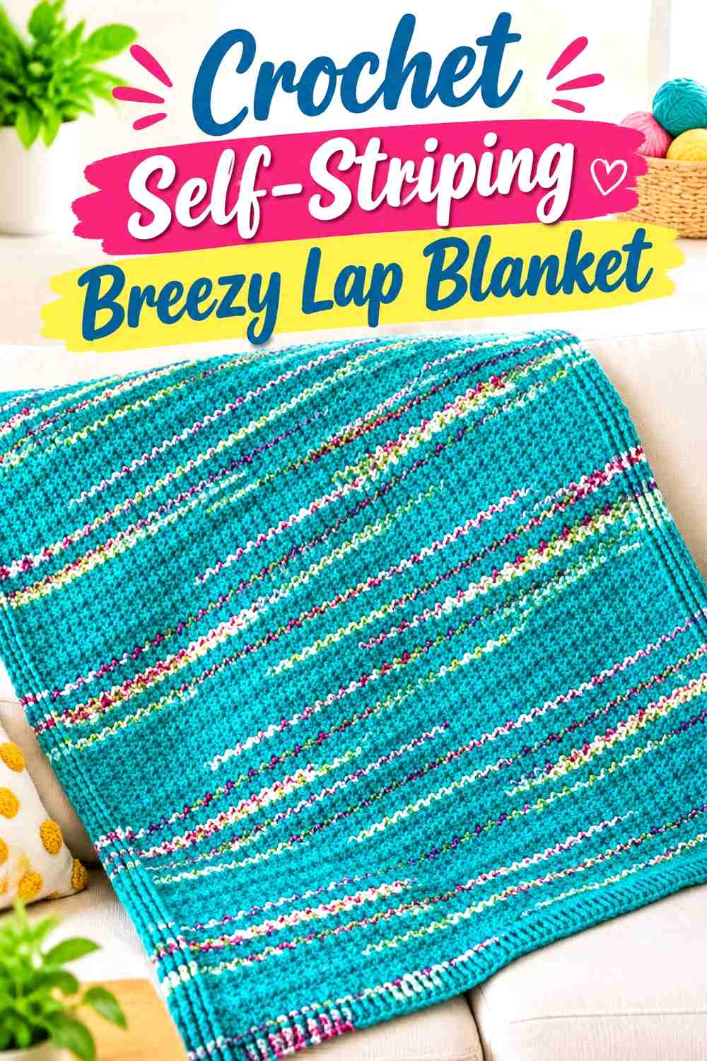 5. Crochet Self-Striping Breezy Lap Blanket