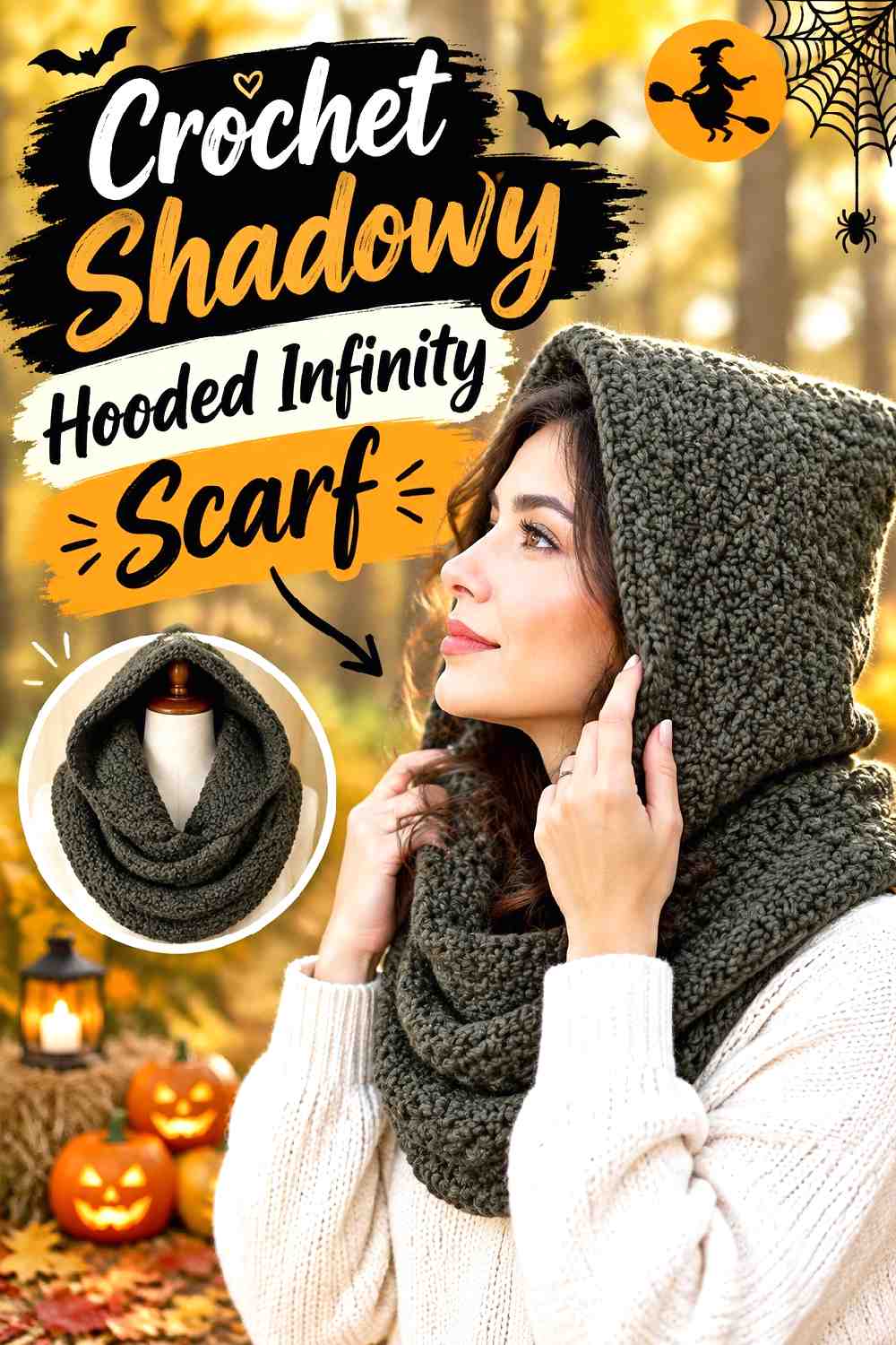 10. Crochet Shadowy Hooded Infinity Scarf