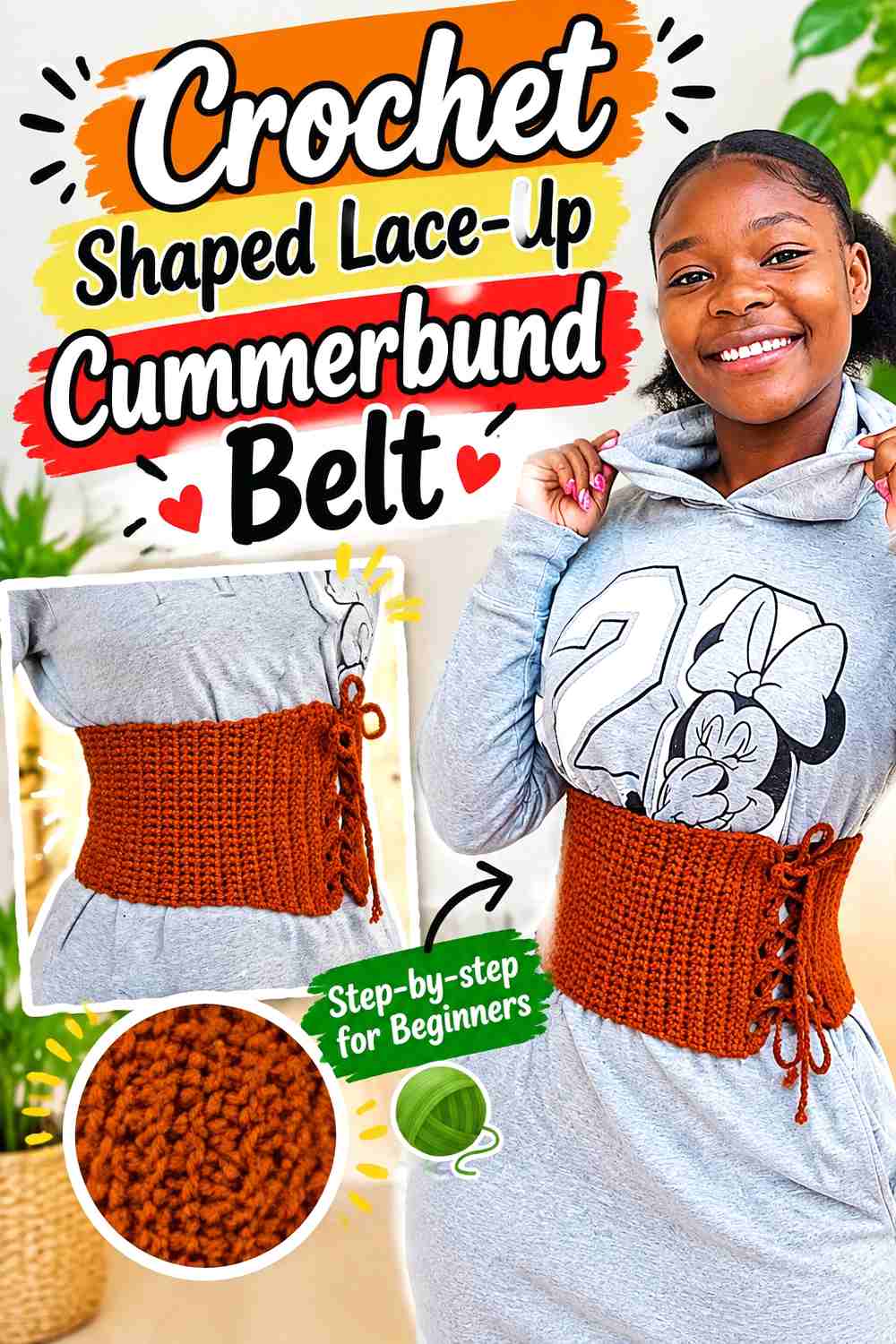 1. Crochet Shaped Lace Up Cummerbund Belt