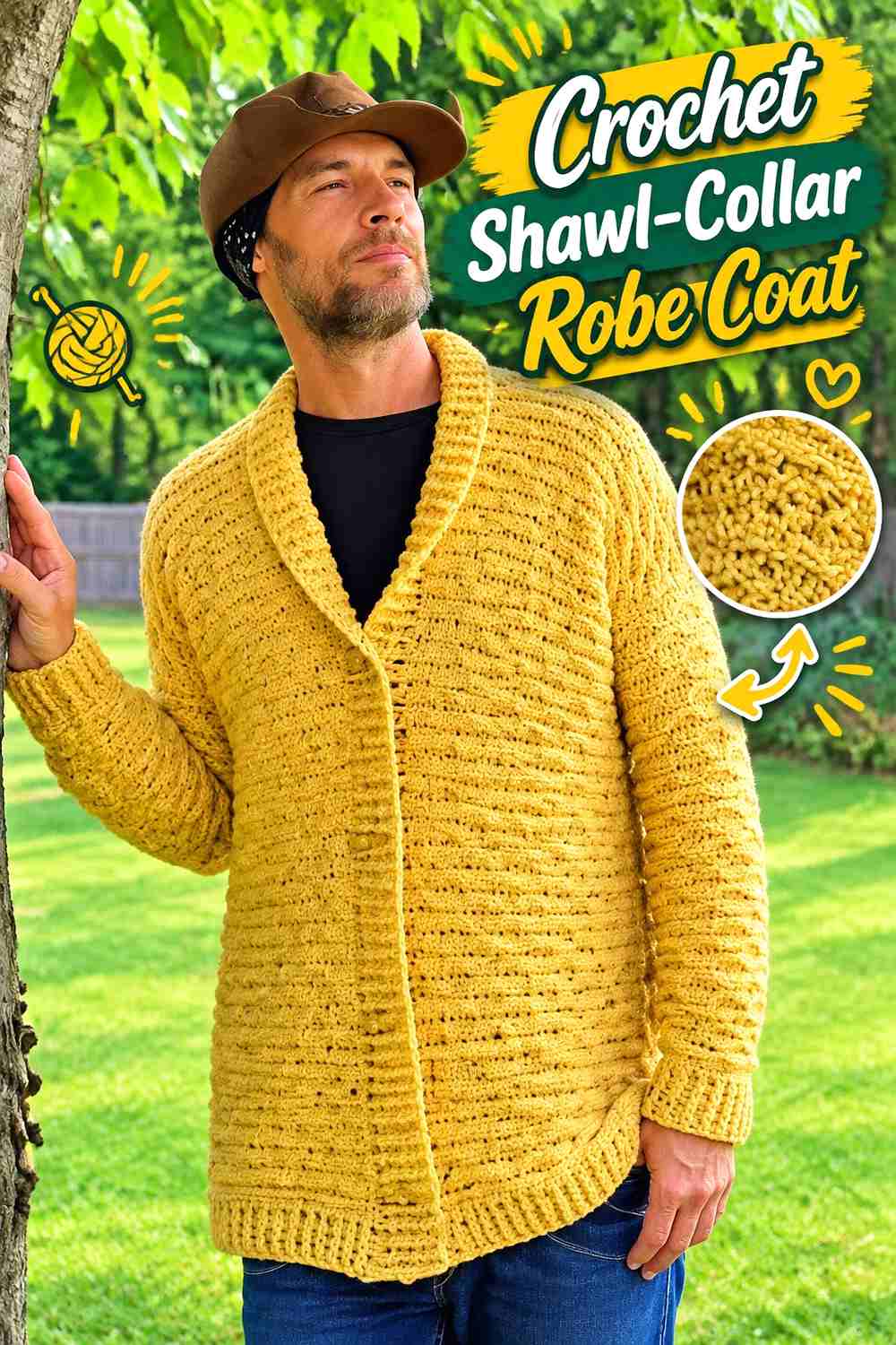 12. Crochet Shawl-Collar Robe Coat