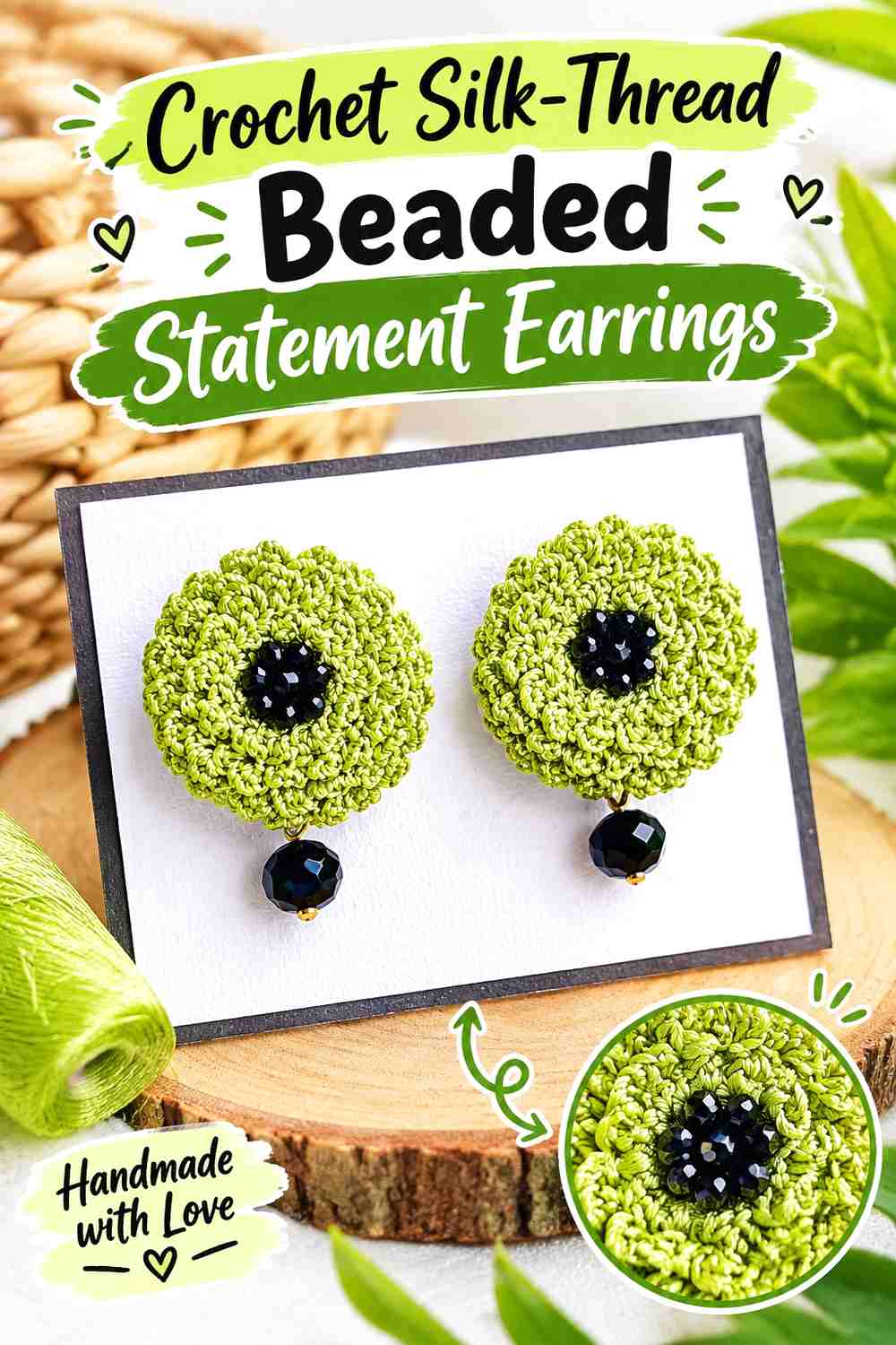 12. Crochet Silk Thread Beaded Statement Earrings