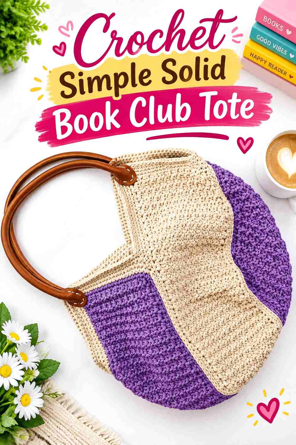 11. Crochet Simple Solid Book Club Tote
