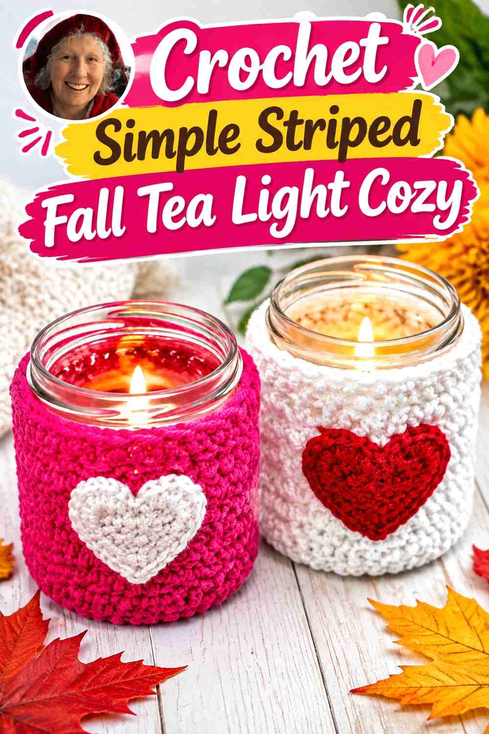 10. Crochet Simple Striped Fall Tea Light Cozy