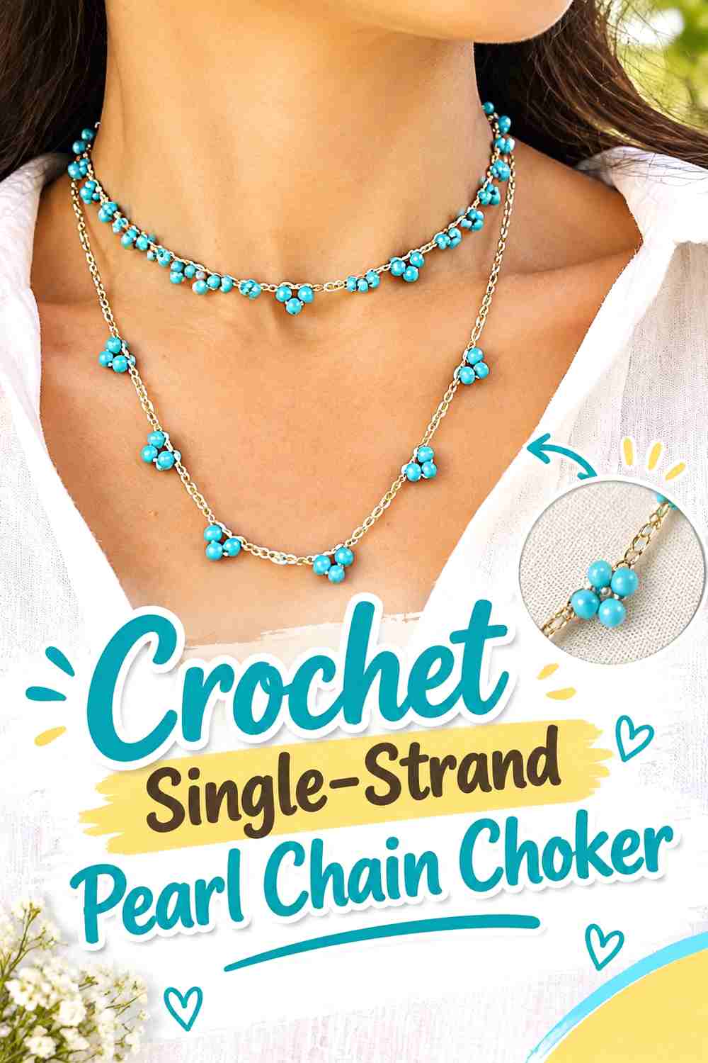 1. Crochet Single Strand Pearl Chain Choker