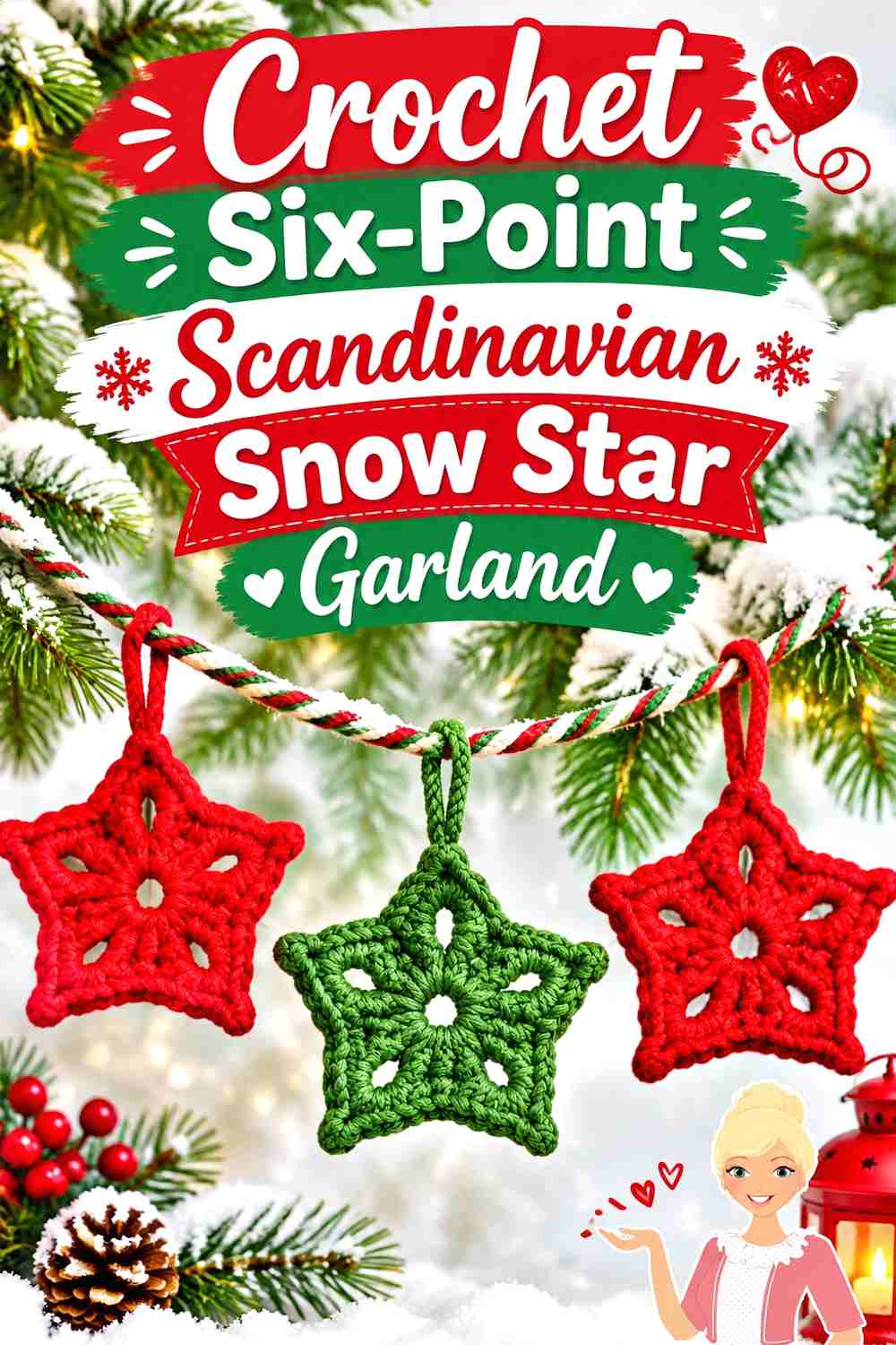 3. Crochet Six-Point Scandinavian Snow Star Garland