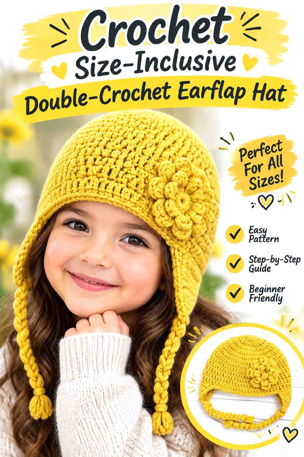 11. Crochet Size Inclusive Double Crochet Earflap Hat