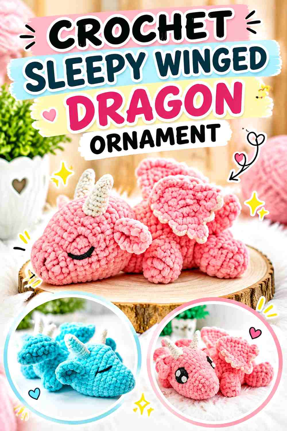 13. Crochet Sleepy Winged Dragon Ornament