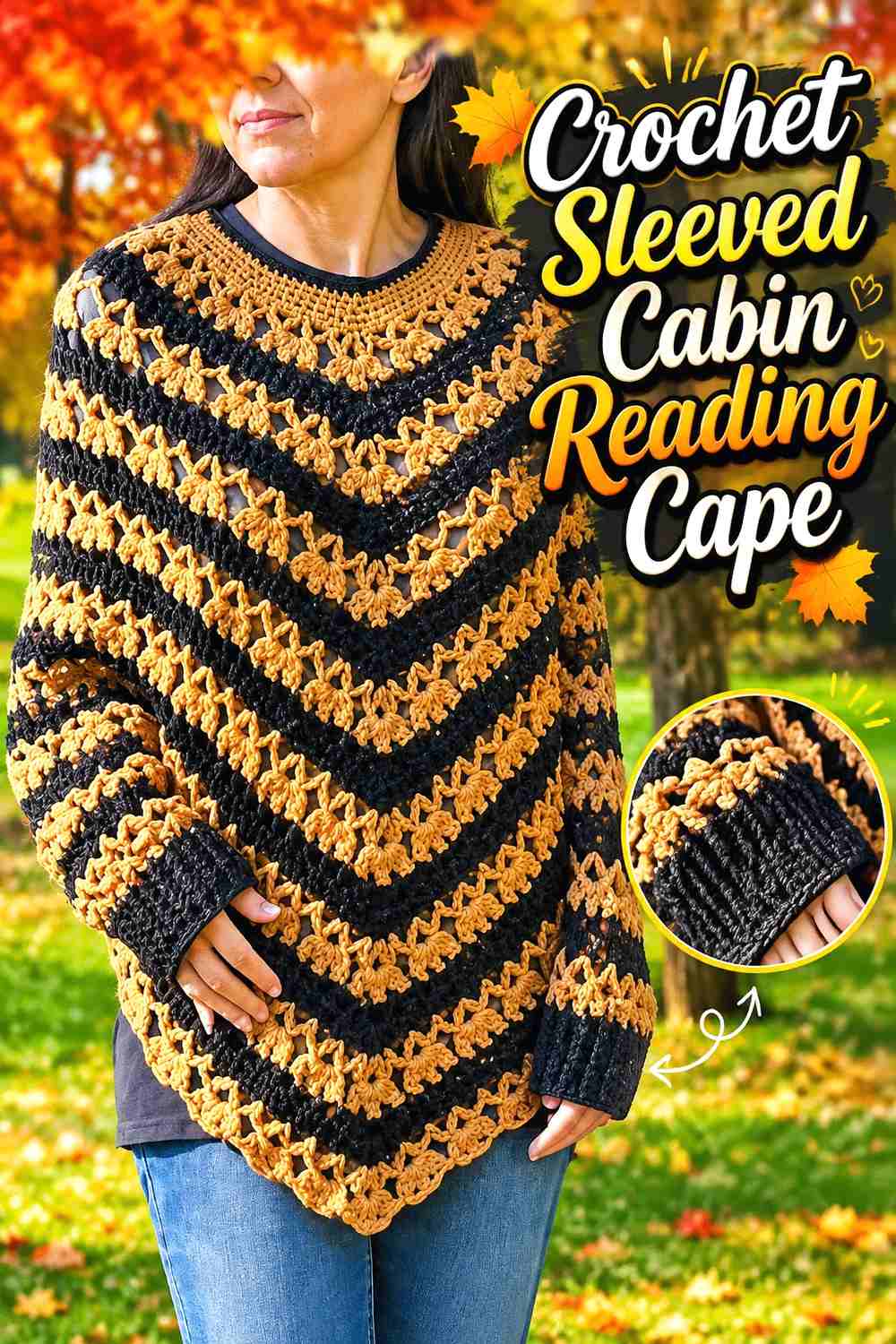 5. Crochet Sleeved Cabin Reading Cape
