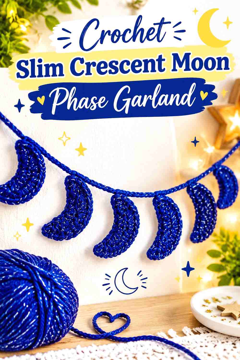 6. Crochet Slim Crescent Moon Phase Garland