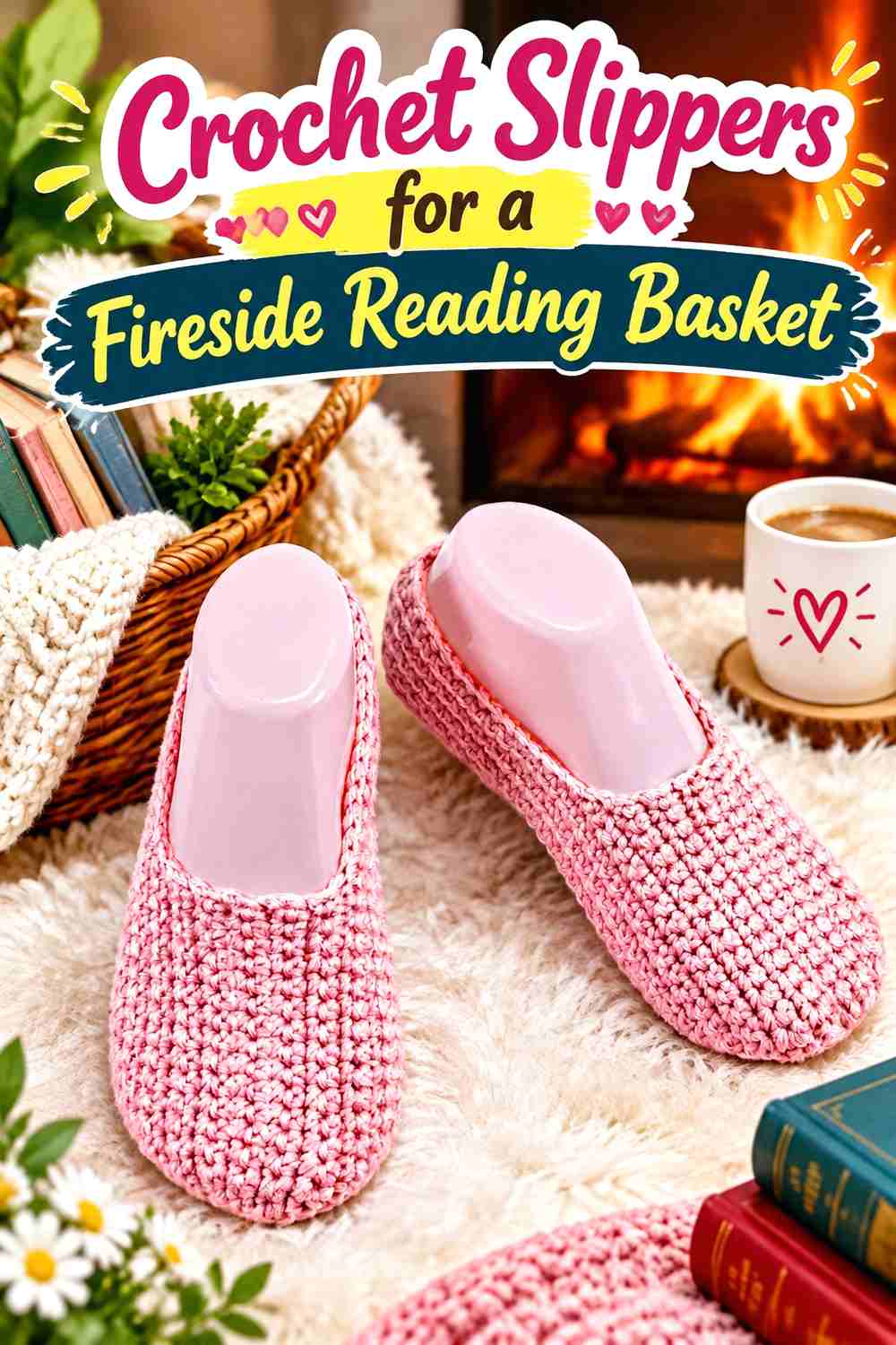 10. Crochet Slippers for a Fireside Reading Basket