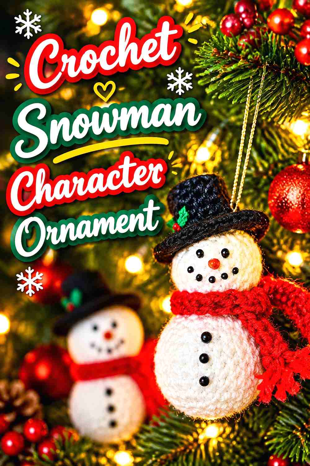 8. Crochet Snowman Character Ornament