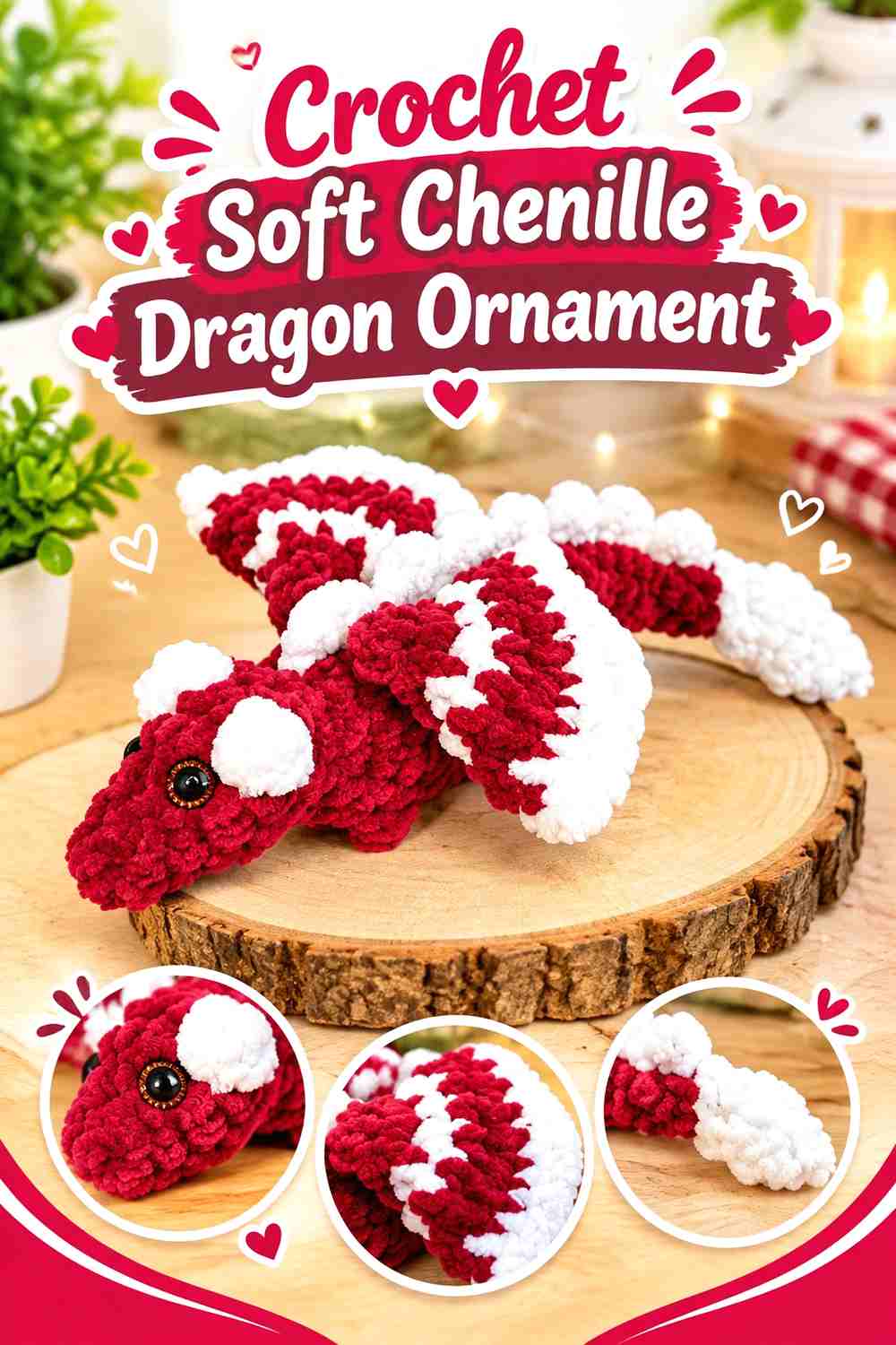17. Crochet Soft Chenille Dragon Ornament