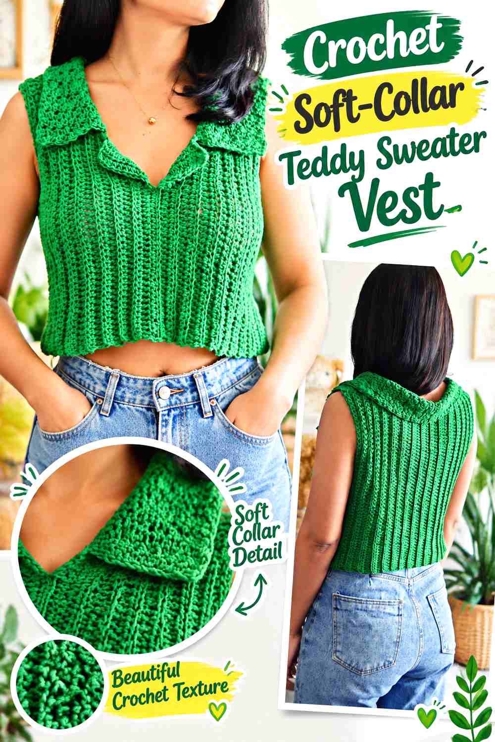 5. Crochet Soft-Collar Teddy Sweater Vest