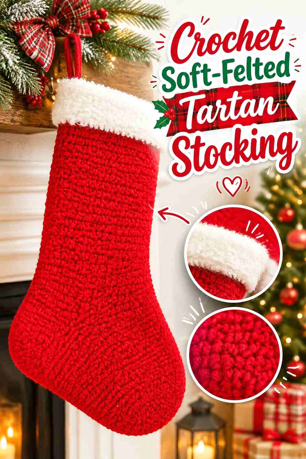 5. Crochet Soft-Felted Tartan Stocking