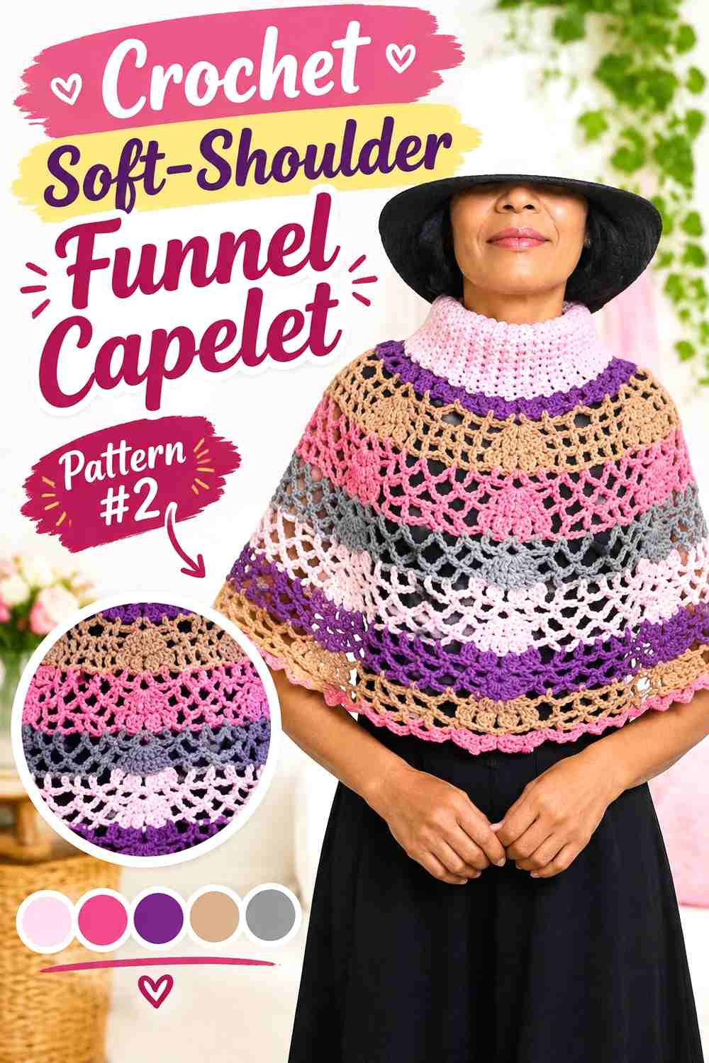 15. Crochet Soft Shoulder Funnel Capelet