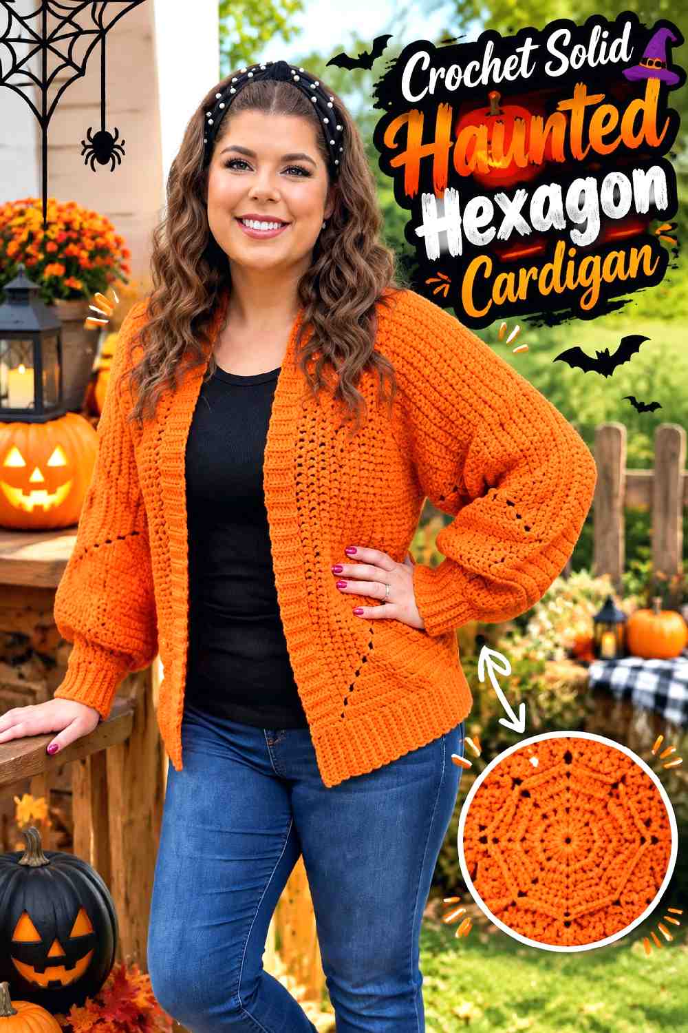 Crochet Solid Haunted Hexagon Cardigan