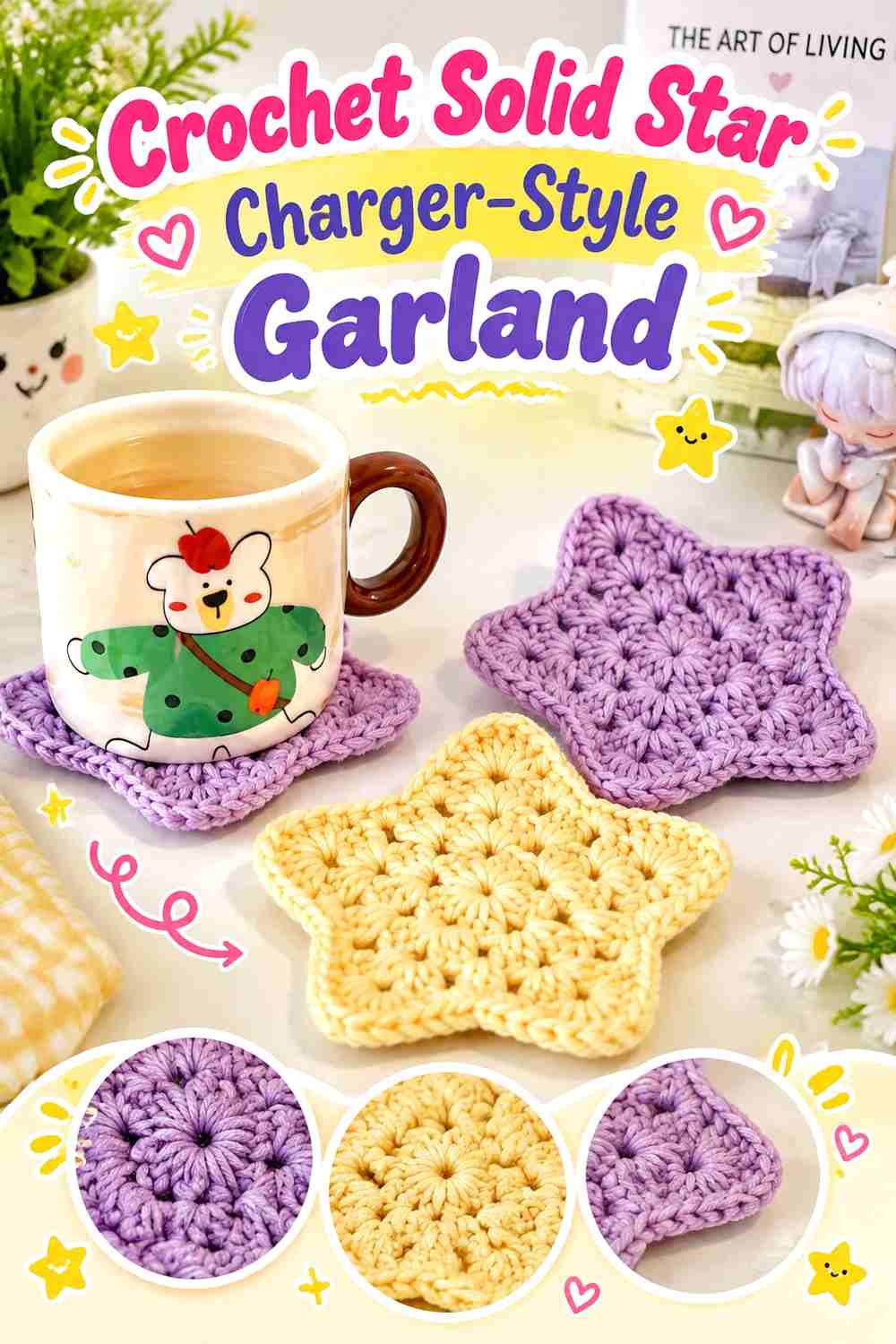 17. Crochet Solid Star Charger-Style Garland