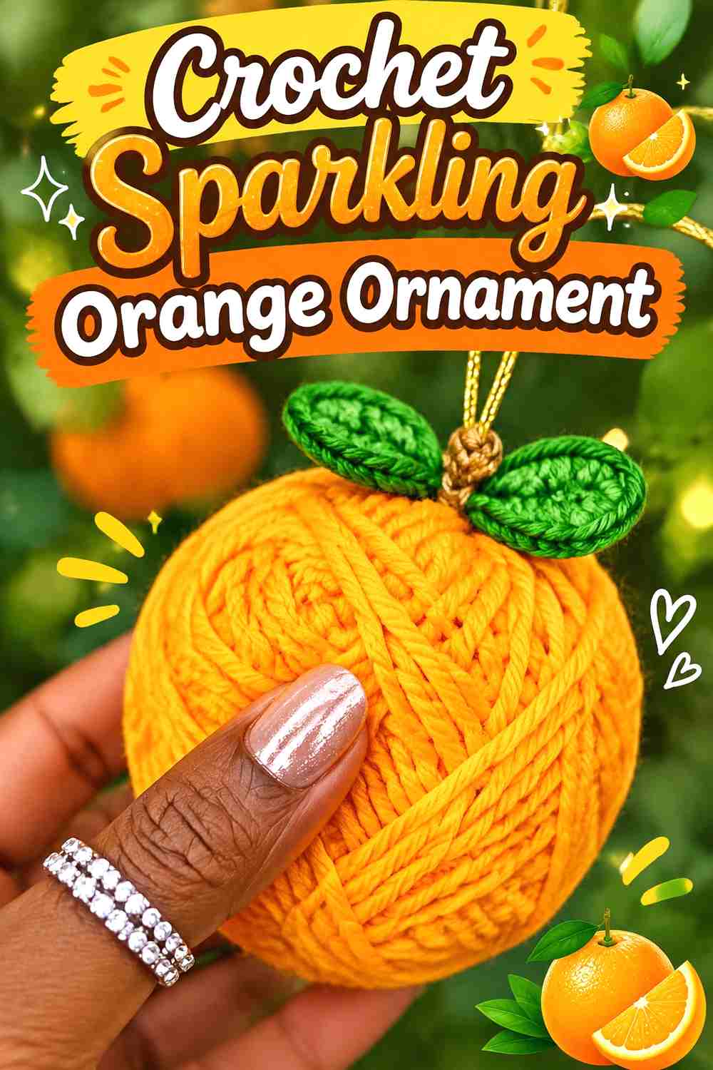4. Crochet Sparkling Orange Ornament