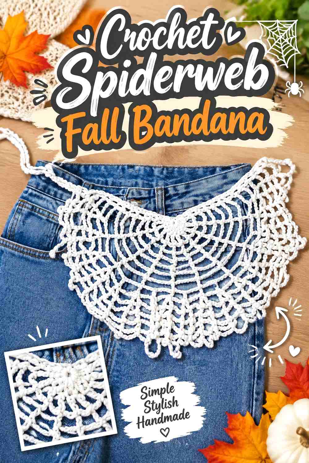 2. Crochet Spiderweb Fall Bandana