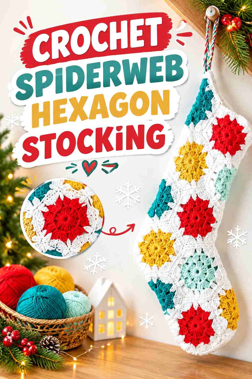 5. Crochet Spiderweb Hexagon Stocking