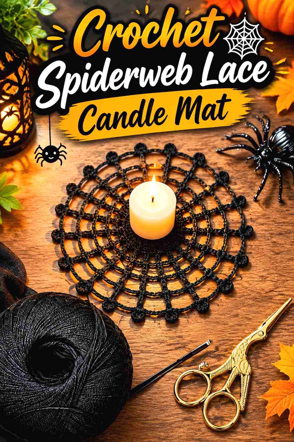 Crochet Spiderweb Lace Candle Mat