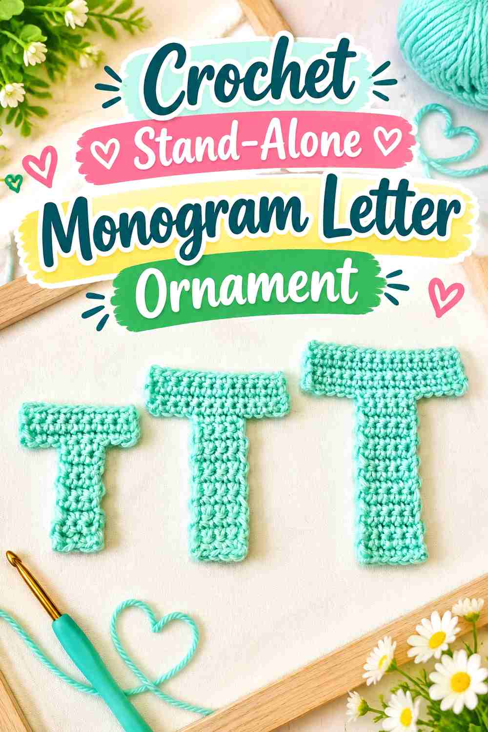 1. Crochet Stand-Alone Monogram Letter Ornament