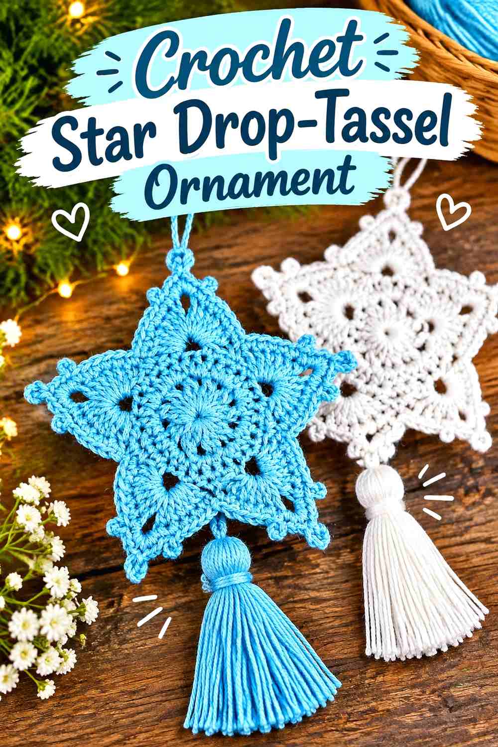 10. Crochet Star Drop-Tassel Ornament