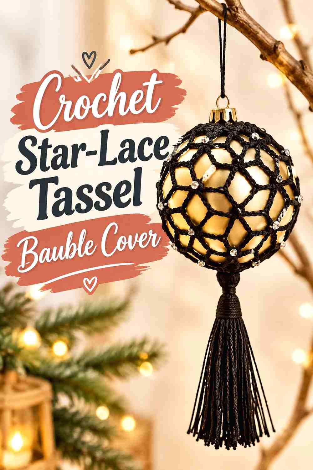 1. Crochet Star-Lace Tassel Bauble Cover