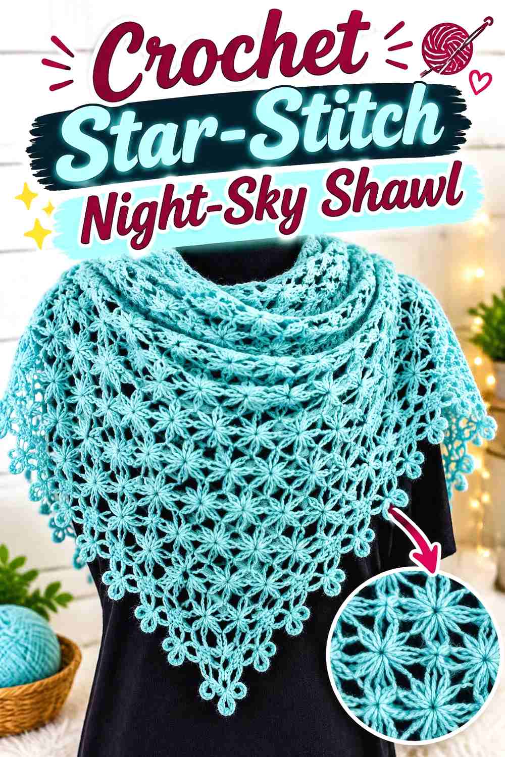 9. Crochet Star Stitch Night Sky Shawl