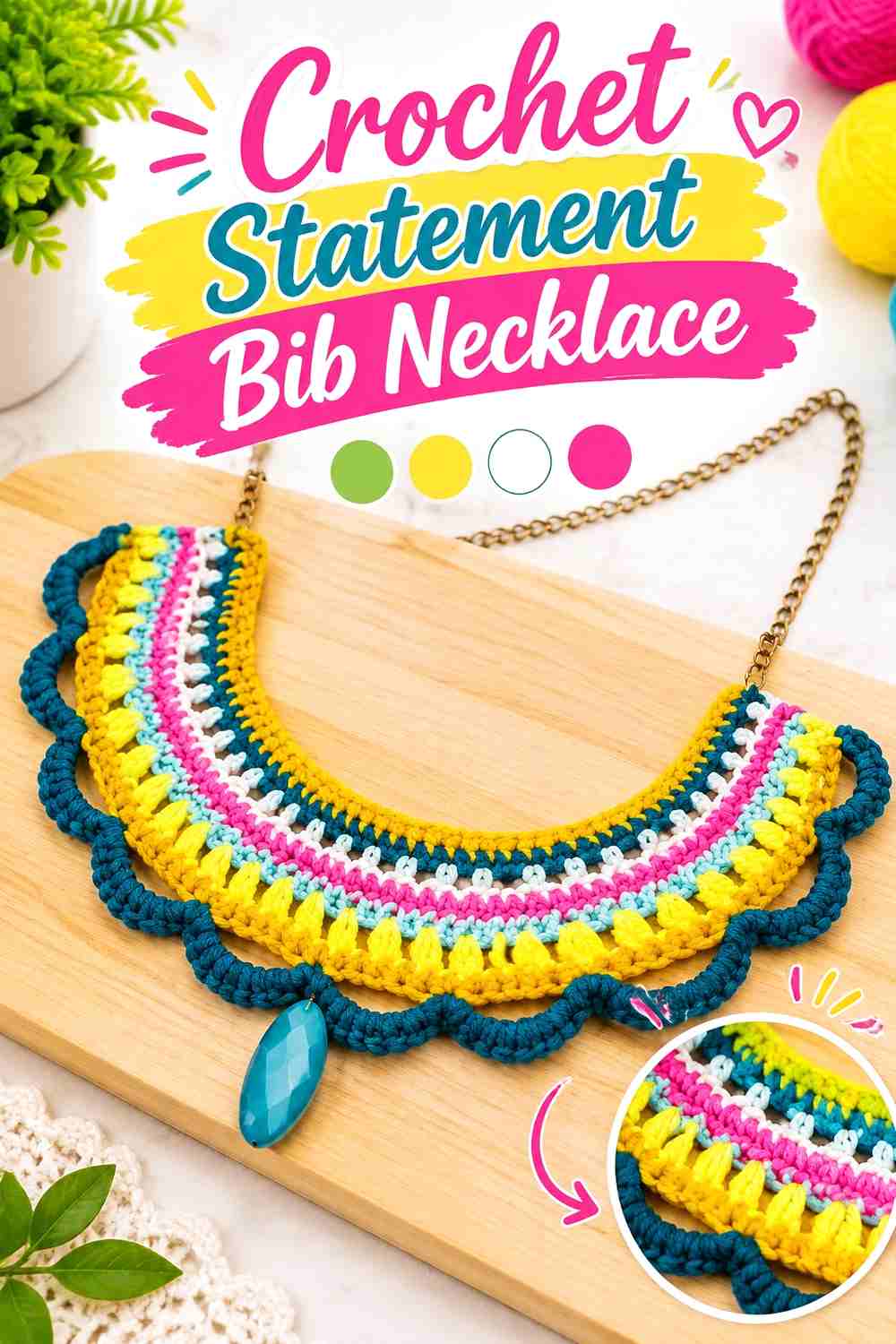 15. Crochet Statement Bib Necklace