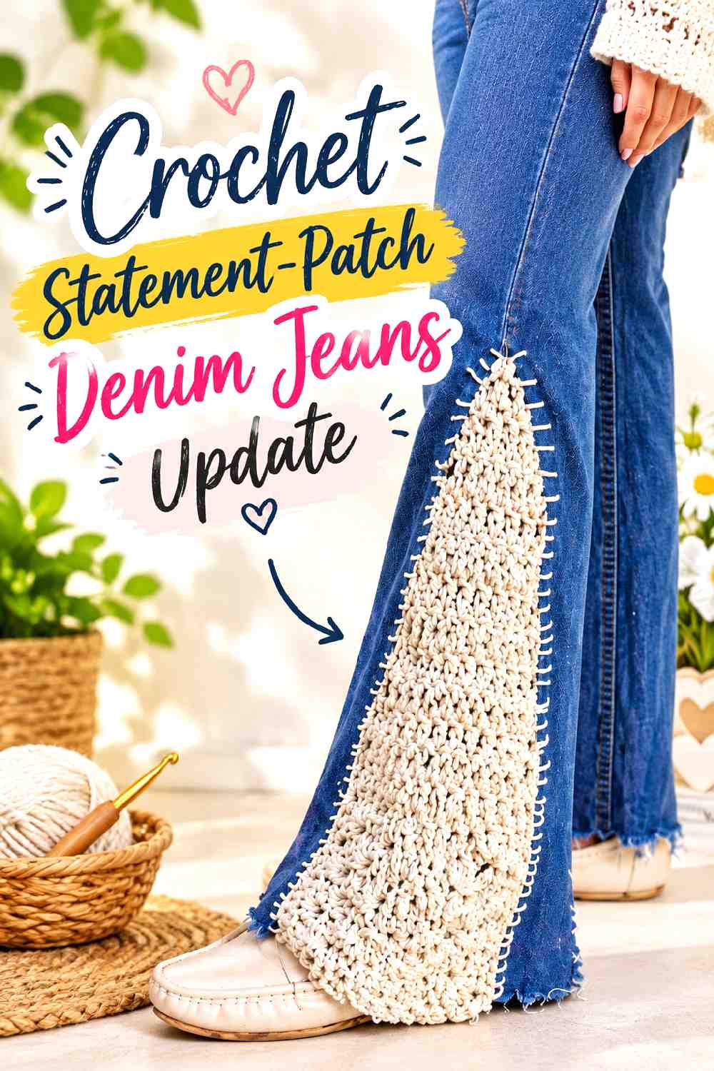 15. Crochet Statement Patch Denim Jeans Update