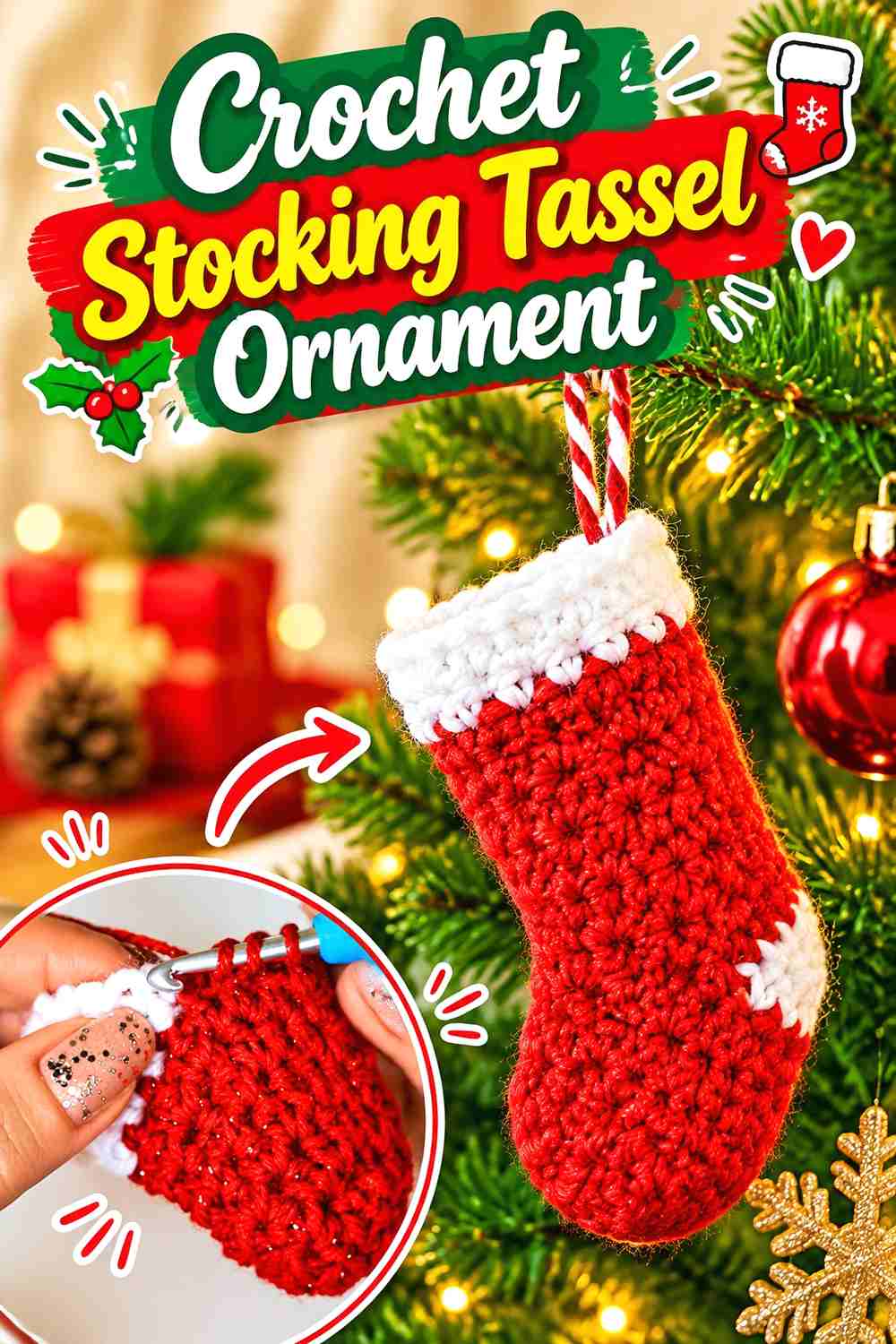 11. Crochet Stocking Tassel Ornament