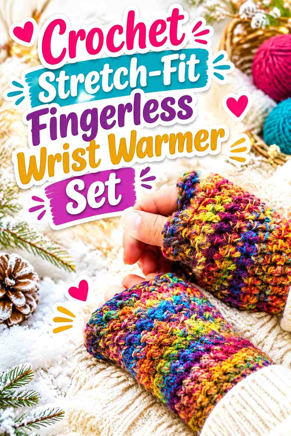 12. Crochet Stretch-Fit Fingerless Wrist Warmer Set