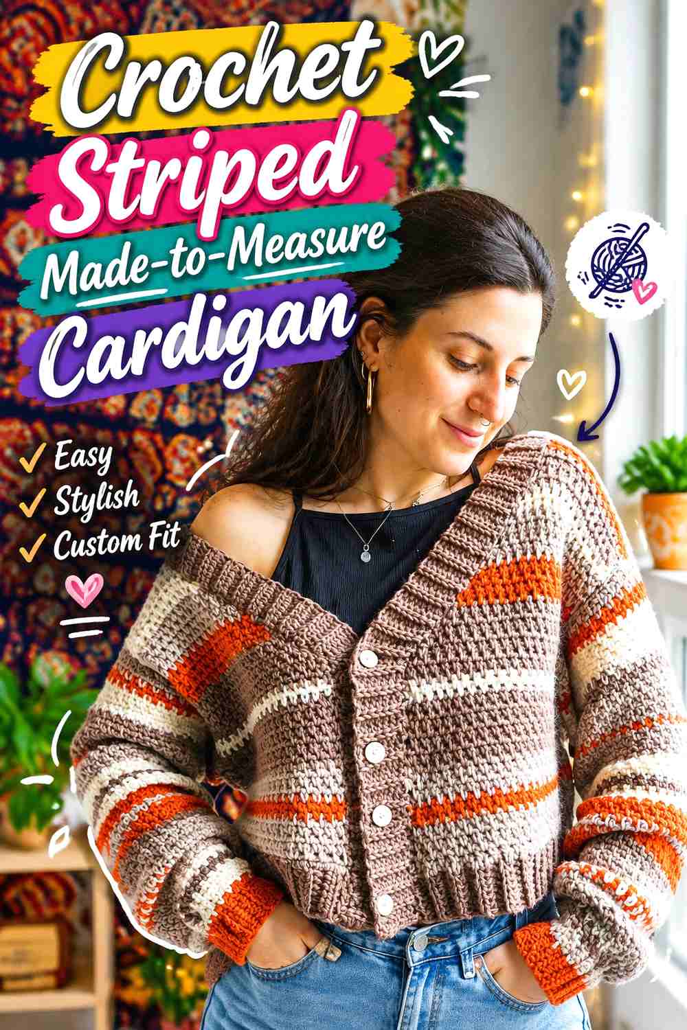 7. Crochet Striped Made-to-Measure Cardigan