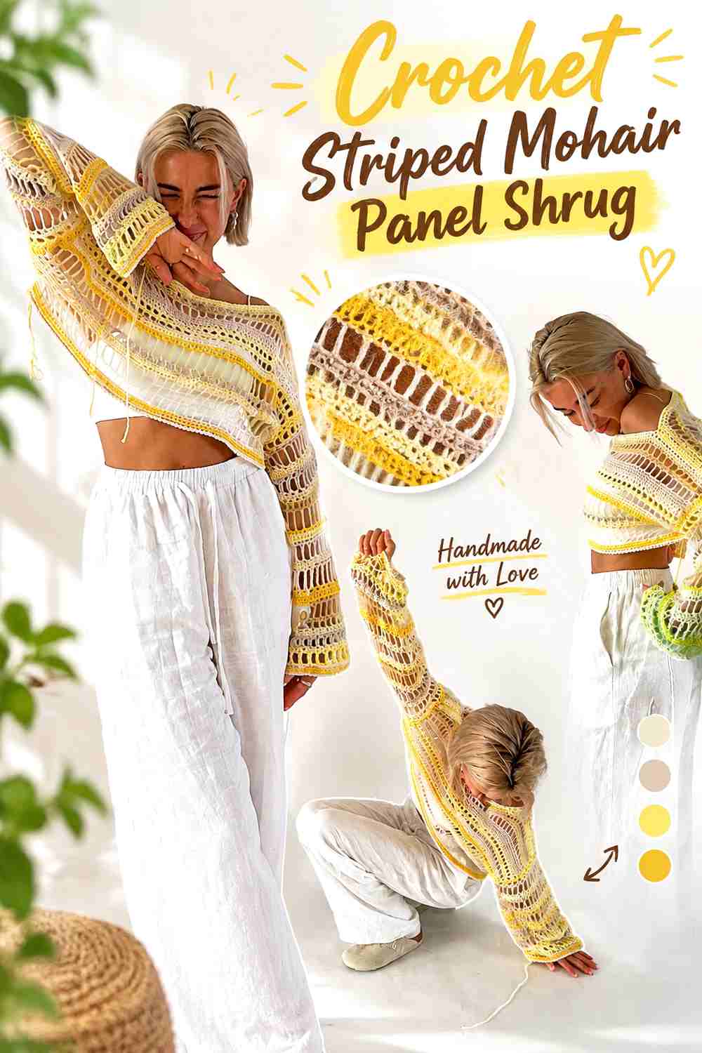 3. Crochet Striped Mohair Panel Shrug