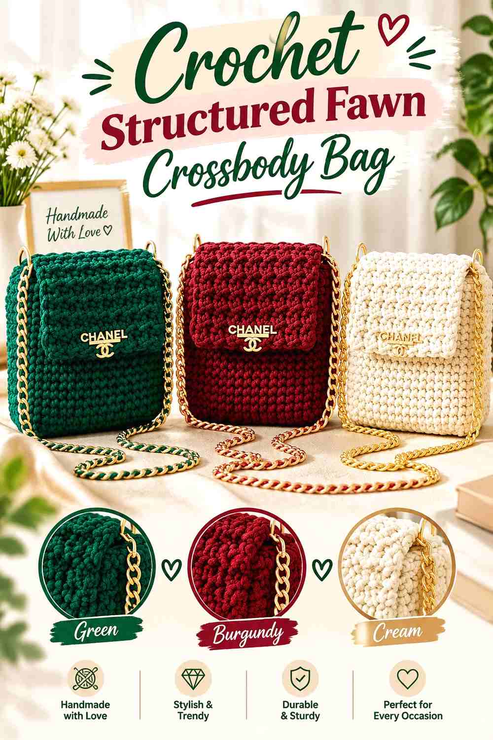 12. Crochet Structured Fawn Crossbody Bag