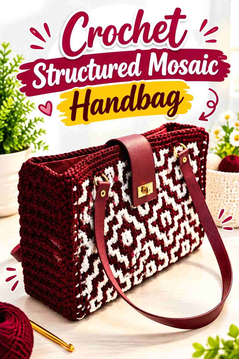 7. Crochet Structured Mosaic Handbag