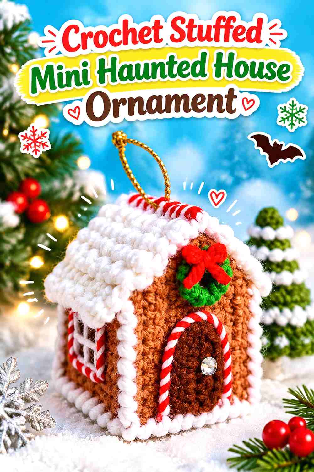 15. Crochet Stuffed Mini Haunted House Ornament