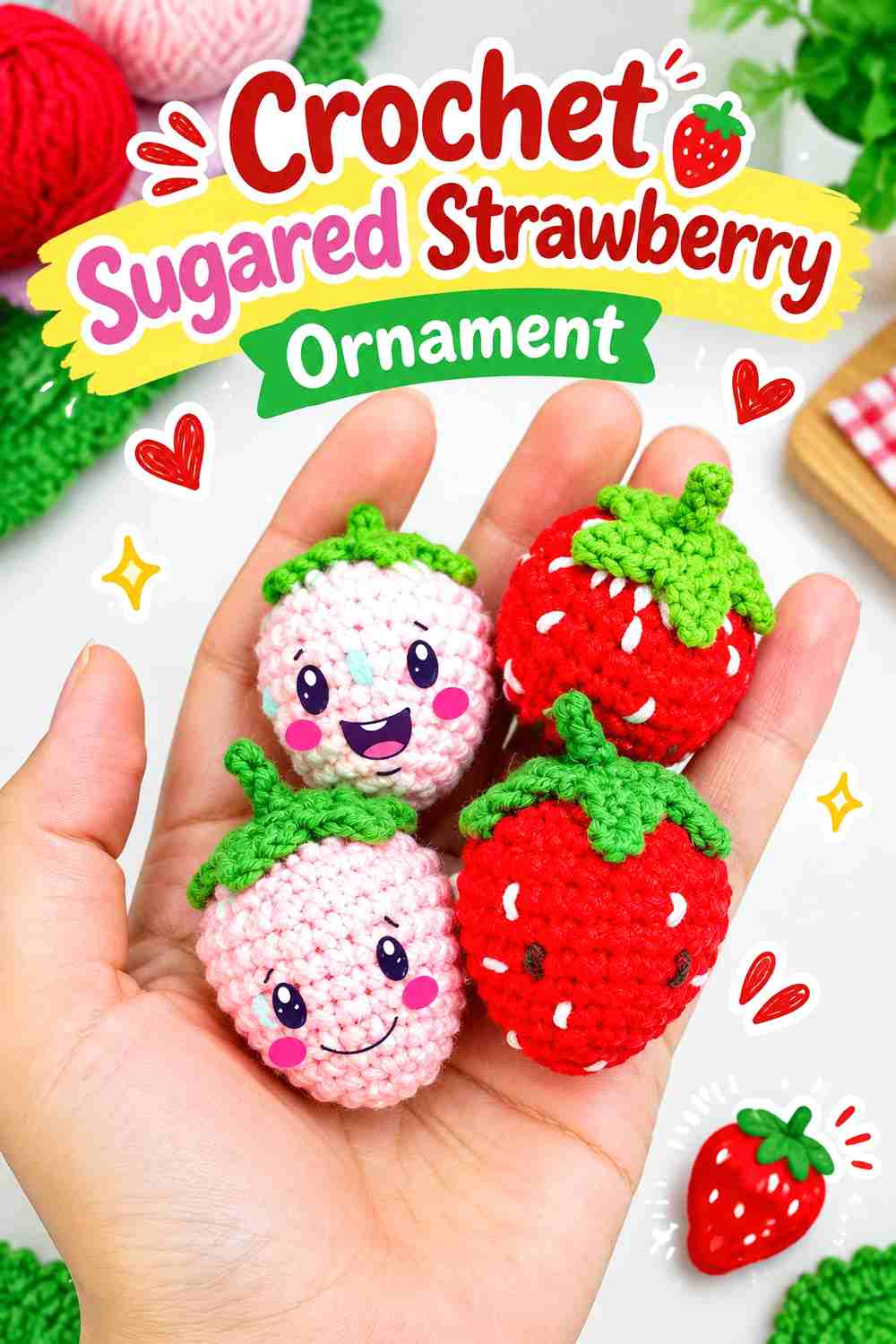 1. Crochet Sugared Strawberry Ornament