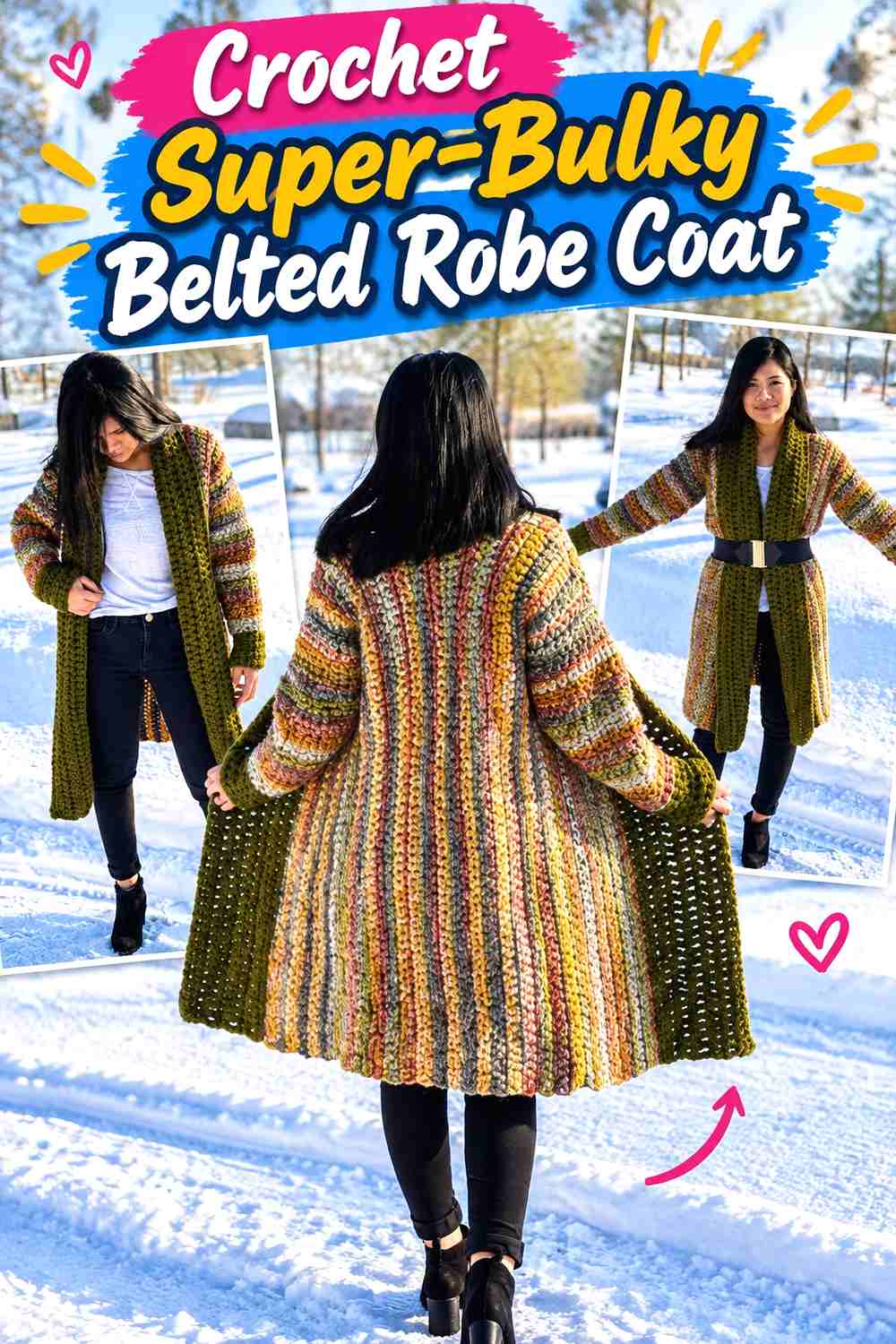 13. Crochet Super-Bulky Belted Robe Coat