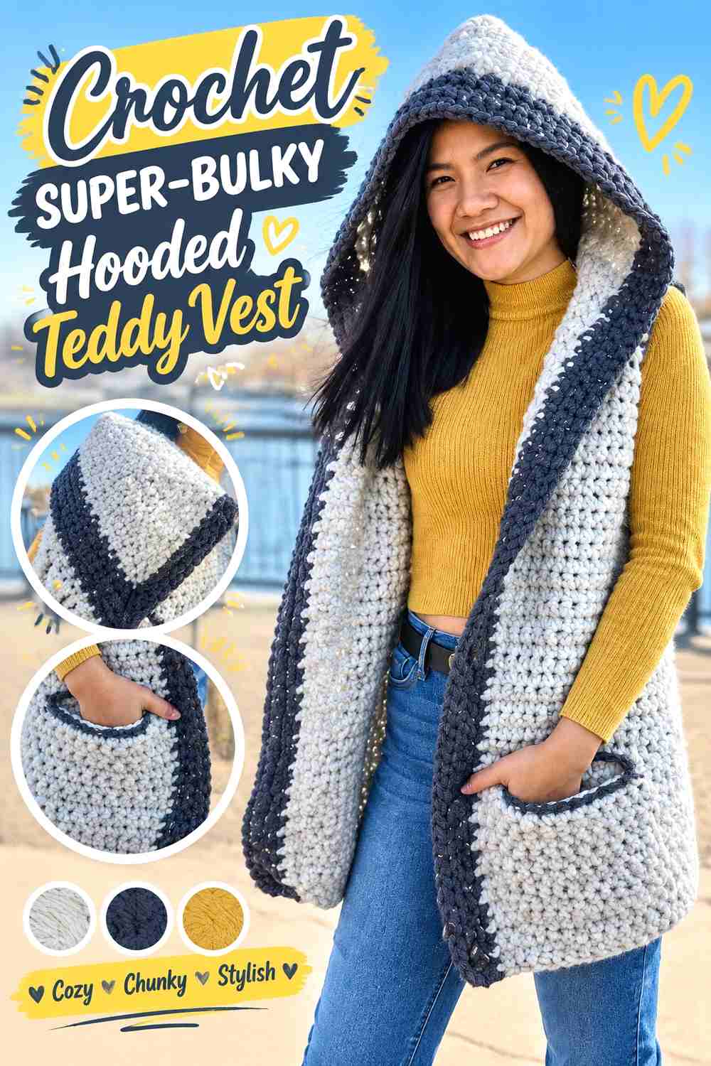 4. Crochet Super-Bulky Hooded Teddy Vest