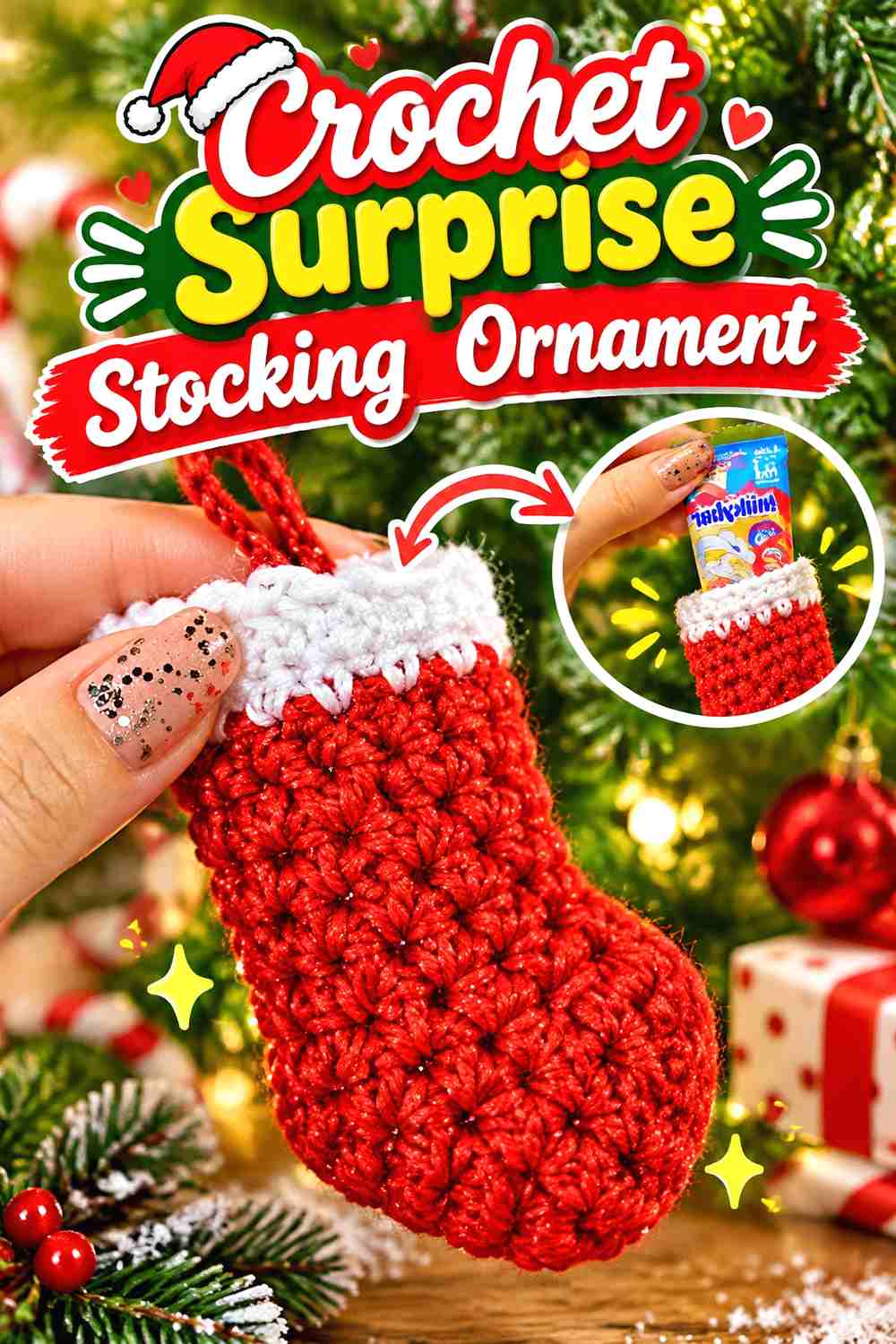 5. Crochet Surprise Stocking Ornament