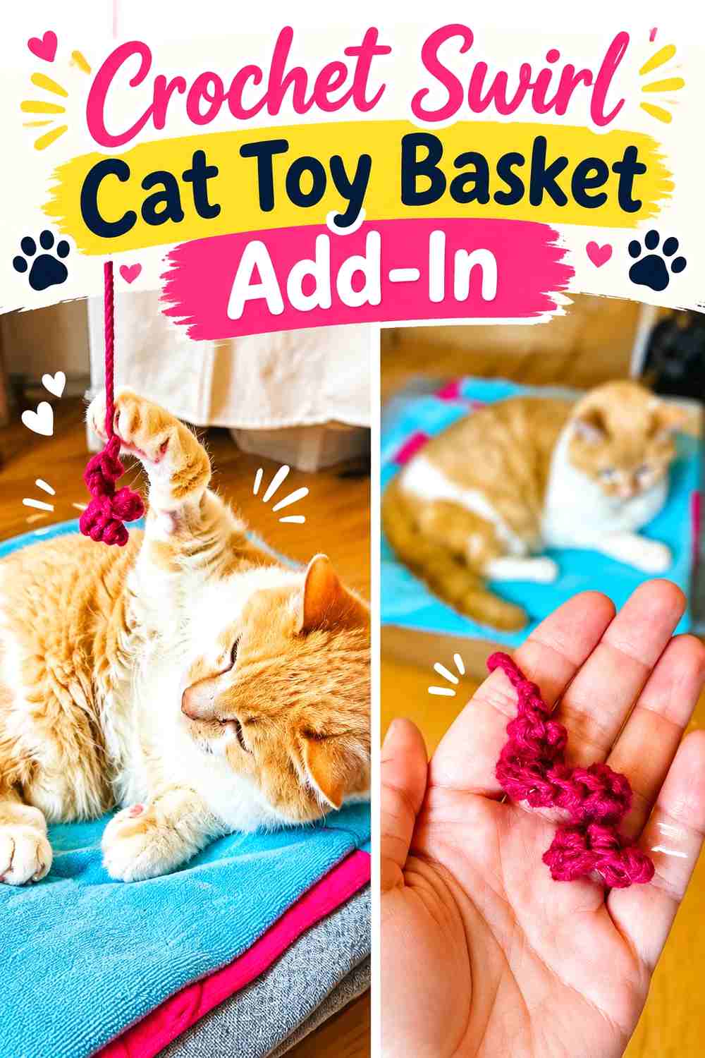 18. Crochet Swirl Cat Toy Basket Add-In