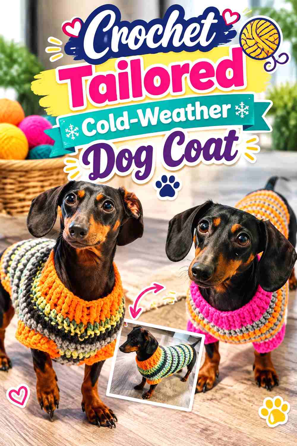 10. Crochet Tailored Cold-Weather Dog Coat