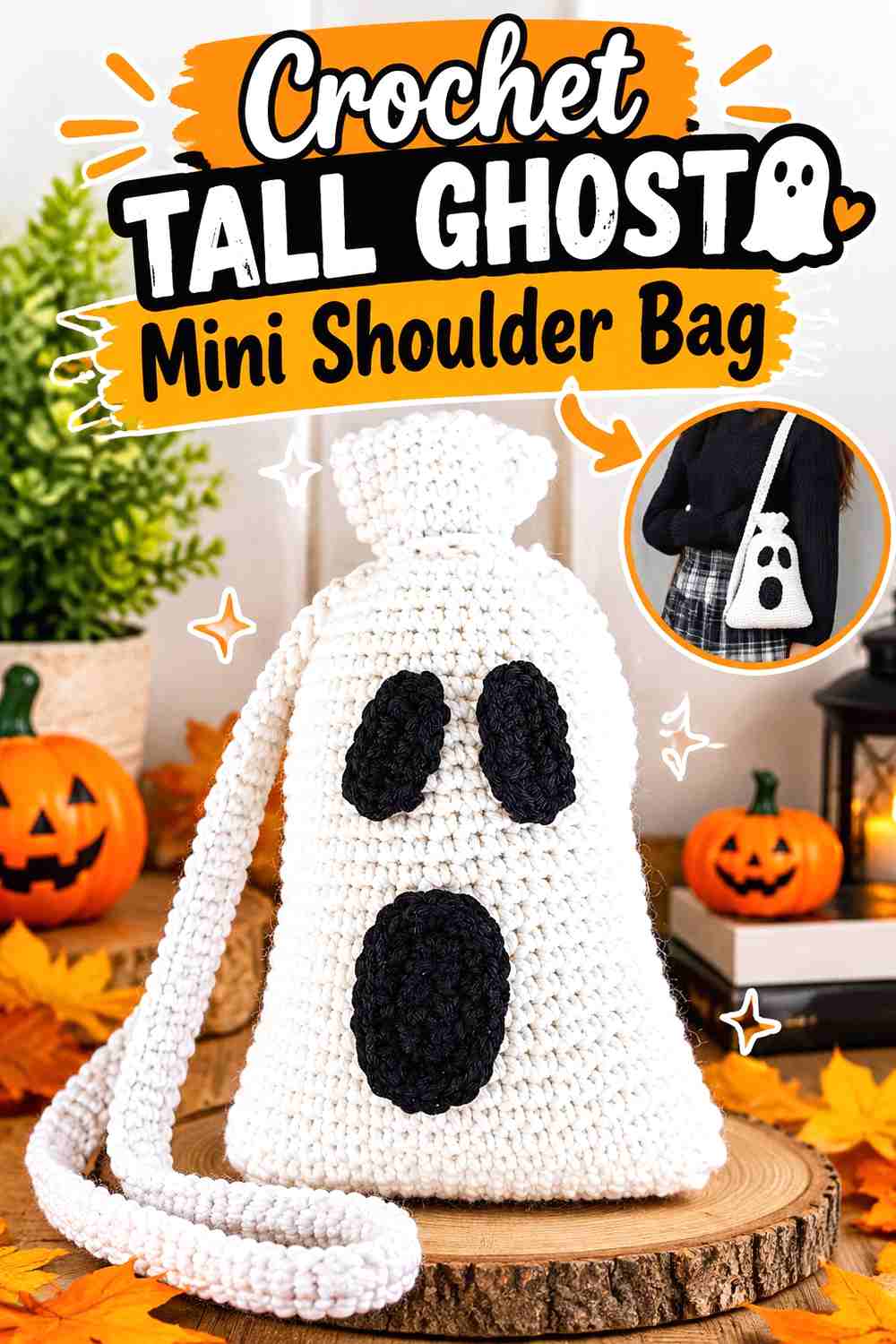 9. Crochet Tall Ghost Mini Shoulder Bag