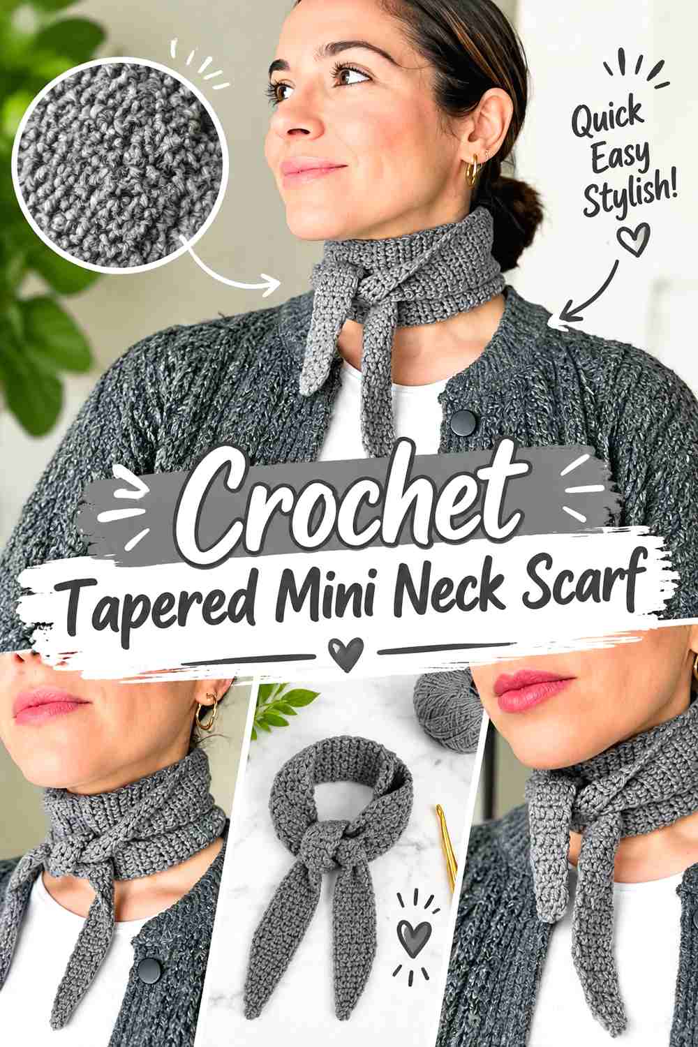 5. Crochet Tapered Mini Neck Scarf